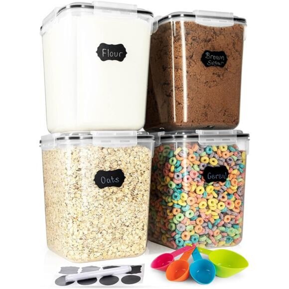 Flour Sugar Storage Containers (5.3L/4pk) Great Rice Canisters Sets For Kitchen - Picture 1 of 8